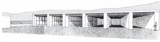 Fig. 3: Kommos: restored view of Building P, looking east.